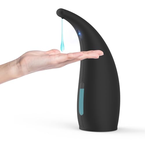 HMJIA Seifenspender Automatisch Elektrischer Seifenspender mit Sensor IPX6 Wasserdicht Seifenspender für Küche und Badezimmer Hotel Restaurant Öffentlicher Ort (300ml - Schwarz)