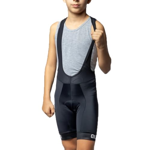 ALE' Unisex Kinder Kid Cycling Bib Shorts Radsport-Trägerhose, schwarz/weiß, 14 Jahre