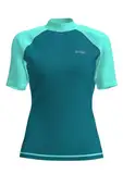 HDTIYUYP UV Shirt Damen Kurzarm - Wasser Schwimmen Tshirt Rashguard Frauen Badeshirt Surf Shirt Schnelltrocknende Strand Shirt Wet Top Türkis XXL
