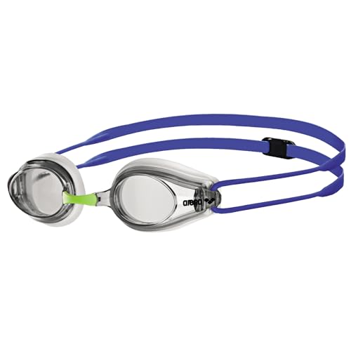 arena Tracks Unisex Wettkampf-Schwimmbrille für Erwachsene, Schwimmbrille mit Antibeschlag-Gläsern, UV-Schutz, 4 Austauschbare Nasenstege, Silikondichtungen