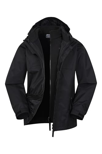 Mountain Warehouse Bracken Wasserfeste 3 in 1 Kinder Winterjacke - Warmer Fleecejacke, Regenjacke, Jungen, Mädchen, Doppeljacke, Übergangsjacke, Winter Schwarz Kinder 164 DE (13 Jahre)