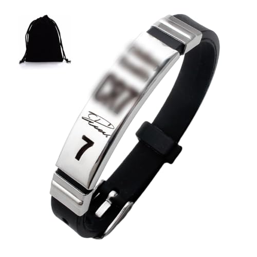 IKOPFLN 1 Stück C r7 Armband, Silber Nummer 7, Fußball-Trikot-Arm band, 7 Fußballsport Silikonarmband, Fußball Armband Set,Geschenke Für Fußballfans Ostern Geschenk