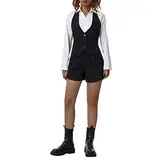 Caziffer Damen Geknöpfte Anzugweste Einfarbig V-Ausschnitt Elegant Retro Slim Fit Business Weste Weste, Schwarz , M