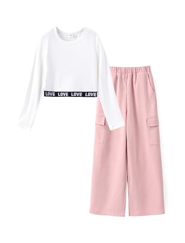 PATPAT Bekleidungssets für Mädchen Camouflage, Coole Sachen für Teenager Mädchen, Bauchfreie Oberteile Tshirt Crop Tops Hosen Haremshose, Mädchen Kleidung Jogginganzug Kinder,10-11 Jahre 140-146cm