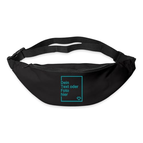 Spreadshirt Personalisierbare Bauchtasche Selbst Gestalten Mit Foto Oder Text Wunschmotiv Gürteltasche, One Size, Schwarz
