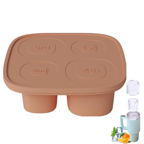 Mihauuke Zylindereisschalenschale, Eisschale für Tasse,Eisschalenhersteller Form - 4-Cavity hohl Silikonform mit Deckel, Küchengadget, der Behälter für Tasse 30oz-40oz herstellt