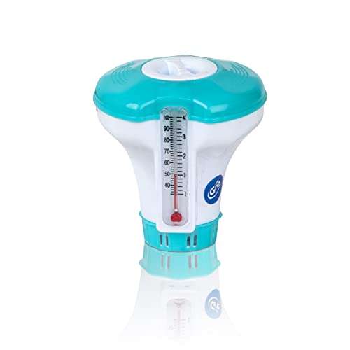 Gre DCT20 - Schwimmendes Dosiergerät mit Thermometer für die chemische Behandlung von Schwimmbädern. Desinfektion und Reinigung von Schwimmbadwasser, für 20 g Tabletten