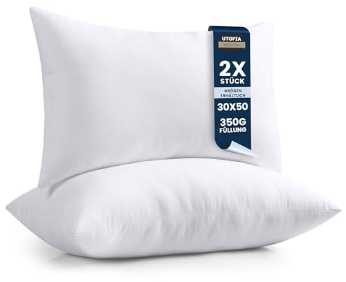 Utopia Bedding 2er Set Kissenfüllung 30 x 50 cm, Innenkissen Füllkissen Kopfkissen Sofakissen (Weiß)