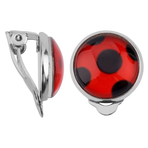 1 Paar Marienkäfer-Ohrringe, Silberne Ohrclips Marienkäfer-Ohrclips Metall Rote Marienkäfer-Ohrringe für Halloween Karneval