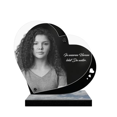 ETERNEL - Personalisierte Grabplatte Ewiges Herz - Foto und Text anpassbar, lasergravierte Grabplatte für Hommage, Plexiglass, Grabplatte, Friedhof, Beerdigung