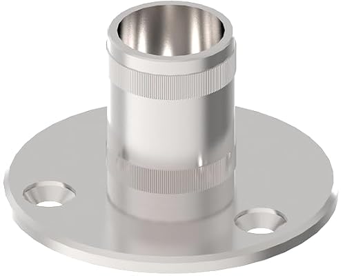 Sellon24® Edelstahl Bodenflansch Bodenanker Rundrohr Rohr Flansch Bodenhalter Wandhalter Ankerplatte Ø42,4 mm Geländer Pfosten Steckfitting Bodenhülse