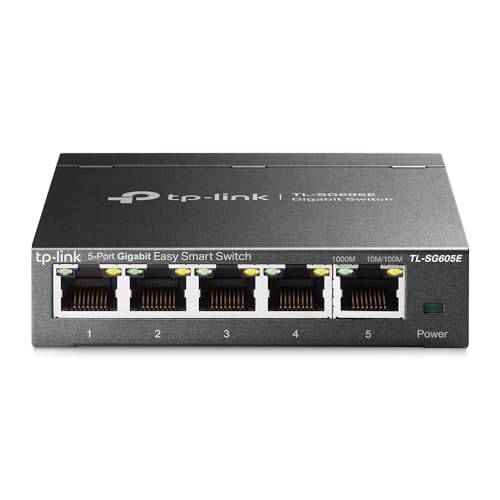 TP-Link TL-SG605E 5-Ports Gigabit Easy Smart Managed Netzwerk Switch (Plug-and-Play, Metallgehäuse, QoS, IGMP-Snooping, VLAN, zentrales Management, energieeffizient)