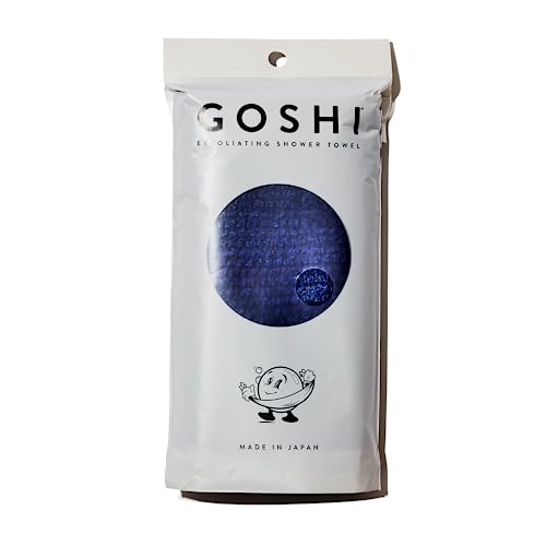 GOSHI Peeling-Duschtuch - reißfester Peeling-Waschlappen für alle Hauttypen - Indigoblau - Made in Japan