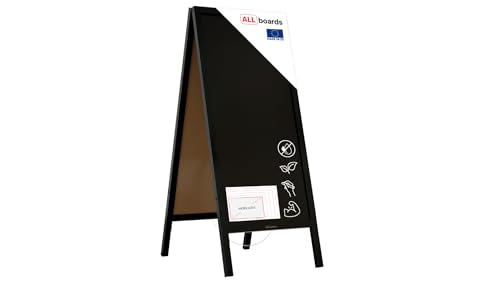ALLboards Kundenstopper mit schwarzem Holzrahmen 150×61 cm, Werbetafel, Gehwegaufsteller, Aufsteller, Straßenreiter, Kreide