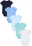 TupTam Jungen Baby Body Kurzarm in Unifarben - 5er Pack, Farbe: Dunkelblau Blau Grün, Größe: 86