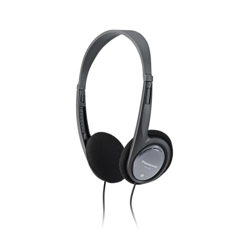 Panasonic RP-HT090 Kabelgebundene Stereo-Kopfhörer, Leicht für hervorragenden Komfort, 5 m Kabel für TV-Nutzung, 30 mm Lautsprecher, Grau