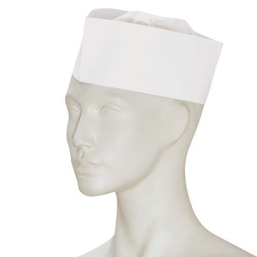 BICAP Einweg Papier Schiffchen Mütze weiß größenverstellbar, ideal für Küchenpersonal oder den Einsatz in der Lebensmittelproduktion oder Laboren