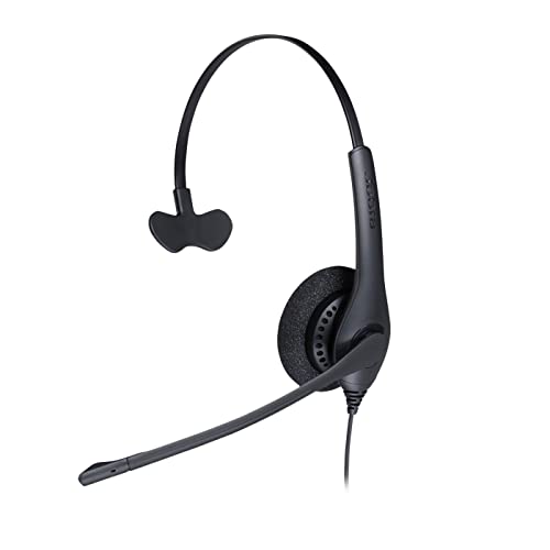 Jabra Biz 1500 Quick Disconnect On-Ear Mono Headset - Corded Headphone with Noise-Cancelling Microphone and Volume Spike Protection for Deskphones, Black