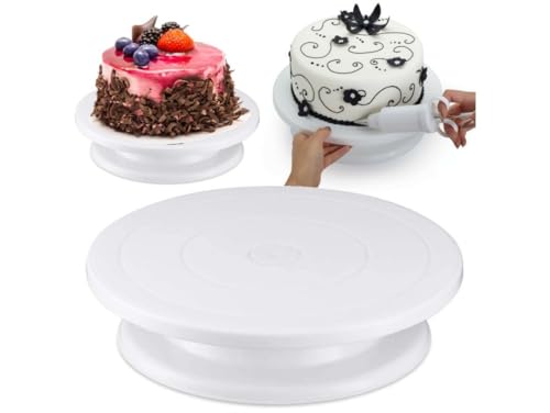 Przydasie Tortenplatte Drehbar 28 cm - Tortenständer - Kuchenplatte - Drehbare Tortenplatte mit Fuß - Tortenteller - Torten Drehteller - Tortenzubehör - Cake Stand - Tortendrehteller