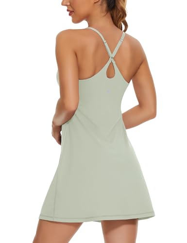 Desol Damen-Tenniskleid, Golf-Trainingskleid mit integrierten BH- und Shorts-Taschen, sportliche Trainingskleider mit verstellbaren Trägertaschen