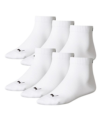 Puma 6 Paar Quarter Socken Kurz Socken, Sportsocken (43-46, weiß)