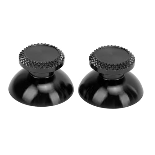 2 Stück Joystick Kappen, Daumenstifte für Controller, Analoger Daumengriff aus Aluminiumlegierung, Metall, Ersatz Analog Stick Joystick für Controller (Schwarz)