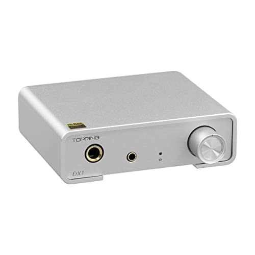 Topping DX1 USB DAC AK4493S Diskreter LNRD Kopfhörerverstärker DSD256 PCM384 Desktop Verstärker für Heimkino Audiogerät mit 2 Verstärkungen Silber
