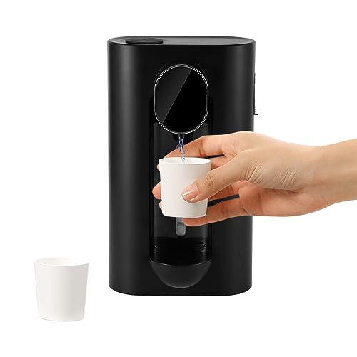 Automatischer Mundwasser-Spender für das Badezimmer,LED-Anzeige 540ml Wandmontage Mundwasser Spenderflasche mit Infrarotsensor und Magnetischen Bechern,3 Gänge Einstellbar,USB-Aufladung (Schwarz)