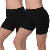 INNERSY Radlerhose Damen Schwarz Kurze Hose Unter Kleid Nylon Anti Chafing Shorts 2er Pack (M, 2 Schwarz)