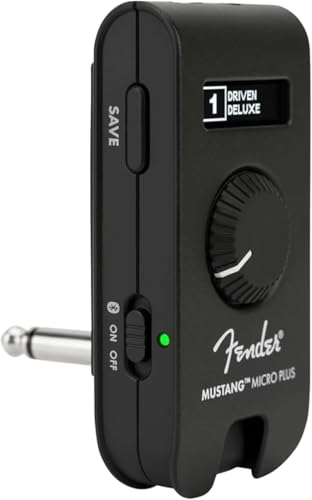 Fender Mustang Micro Plus Gitarrenverstärker, Ultimativer Persönlicher Kopfhörerverstärker mit 25 Verstärkermodellen, 25 Effekten, Bluetooth und 100 Presets, USB Wiederaufladbar