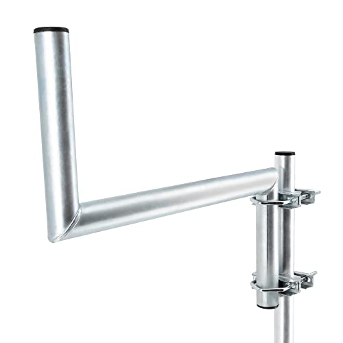 SkyRevolt Z-Ausleger 50 cm Rohr 48 mm mit Zahnschellen Geländer-Ausleger SAT-Antenne Mast-Ausleger Z-Halterung für Satelliten-Schüssel Stahl verzinkt