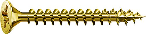 SPAX Universalschraube, 4,0 x 20 mm, 200 Stück, Kreuzschlitz Z2, Senkkopf, Vollgewinde, 4CUT, YELLOX A2L,gelb verzinkt, 1081020400203