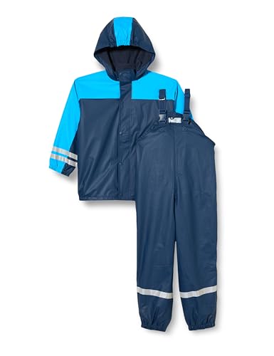 Playshoes Unisex Kinder Regen-anzug Mit Fleece-futter Warmer Wasserdichter Matschanzug Regenbekleidung, Marine, 116 EU