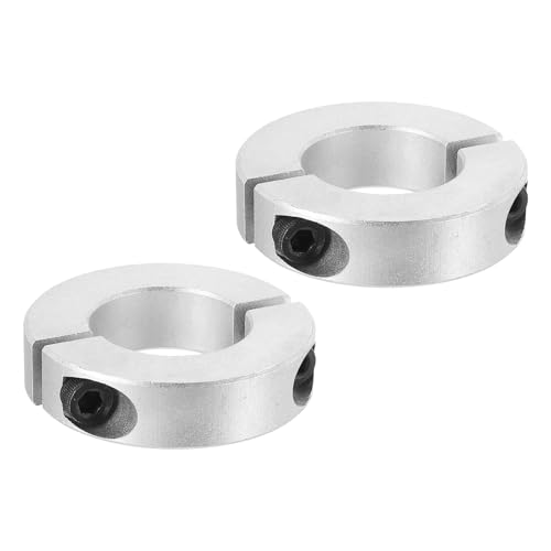 PATIKIL Geteilte Stellringe 32mm Langweilige 60mm OD 15mm Dicke, 2er-Pack Aluminiumlegierung Tiefenanschlagringe Klemm mit Gewindestift für die Maschinenbauindustrie, Silber