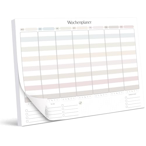 BIROYAL Wochenplaner Block Undatiert A4 (50 Seiten) - Weekly Planner mit To Do Liste - Wochenkalender - Wochen Planer mit Wochenübersicht & Einkaufsliste - Schreibtischunterlage Papier für Aufgaben