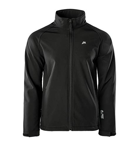 martes Mens Metin, 94% Polyester und 6% Elasthan, Wasserdicht, Softshelljacke Funktionsjacke Regenjacke Winddichte Atmungsaktiv Sport Wandern, Schwarz, L