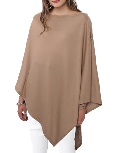 DiaryLook Kaschmir-Feeling gestrickter Poncho Damen Elegant, Langer Cape Damen Poncho für Frauen, weiche Knöpfe, Leichter Wickel Schal Cardigan für Frühling, Sommer, Winter Geschenk für Frauen