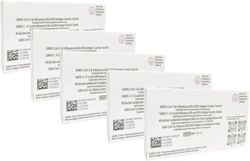 Corona Schnelltest Influenza RSV 4-1 | New Variant 2025 Self-Test Quick | 4in1 Schnelltest für zuhause | 4 in 1 Kombitests Laien Test (5stk) Corona Influenza A/B & RSV