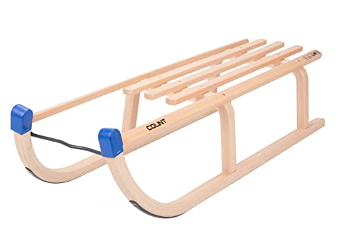 COLINT Holzschlitten Davos - 100 cm - Holz Rodelschlitten TÜV geprüft - klassischer Kinderschlitten aus Buchenholz