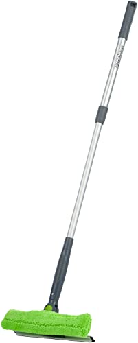 Amazon Basics Ausziehbarer Fensterabzieher mit 180 Grad drehbarem Kopf und Teleskopstange, 66–96,5 cm, perfekt zum Reinigen von Fenstern, Spiegeln, Grün, Silber, Schwarz Fliesen
