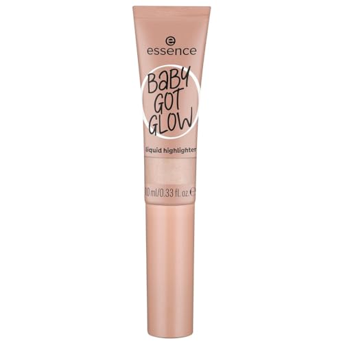 essence BABY GOT GLOW liquid highlighter, Nr. 10, Gold, definierend, Expressergebnis, Einfach zu entfernen, glänzend, vegan, ölfrei, ohne Parabene, ohne Mikroplastikpartikel, 1er Pack (10ml)