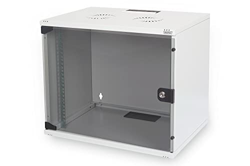 DIGITUS Netzwerk-Schrank 19 zoll 7 HE - unmontiert - Wandmontage - 400 mm Tiefe - Traglast 60 kg - Glastür - Grau