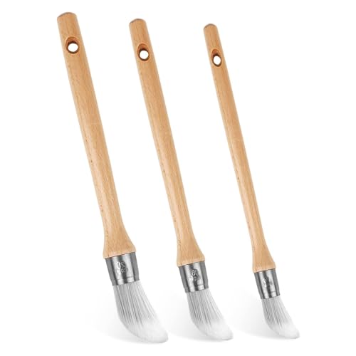 3 Stück Rund Lackierpinsel Spitz Fein Malerpinsel Fensterrahmen Lackierpinsel Nylon Pinsel Edelstahl Bogen Ringpinsel Zum Fenstern und Türen Profilen mit Farben auf Öl und Wasserbasis
