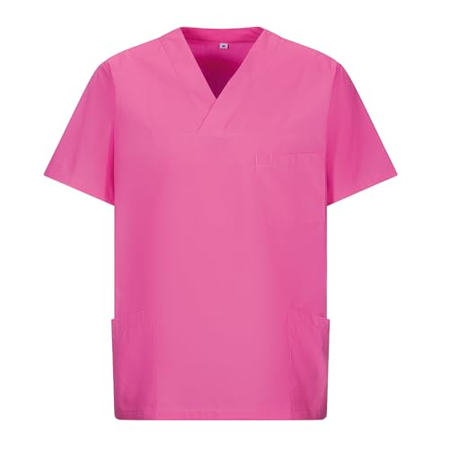 EXNER Medizinischer Schlupf-Kasack, OP-Kasack, Unisex, für Krankenpflege, Altenpflege, Farbe hot pink, Größe L