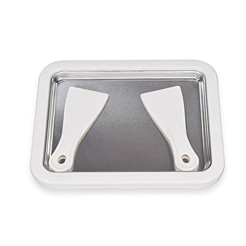 Eisplatte zum eis machen, Rolleismaschiene Platte, Eiscreme Roller Maker Pan mit 2 Spateln, DIY Handcraft Edelstahl Eiscreme Maker für hausgemachte gerollte Eiscreme, gefrorener Joghurt, Gelato