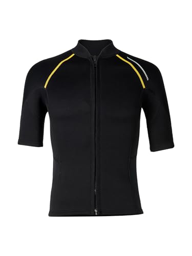 Alvivi Herren Neoprenanzug Jacke 1,5mm Sonnenschutz Taucheranzug Top Schnorcheln Surf Jacke mit Reißverschluss Warme Badeanzüge Schwarz L