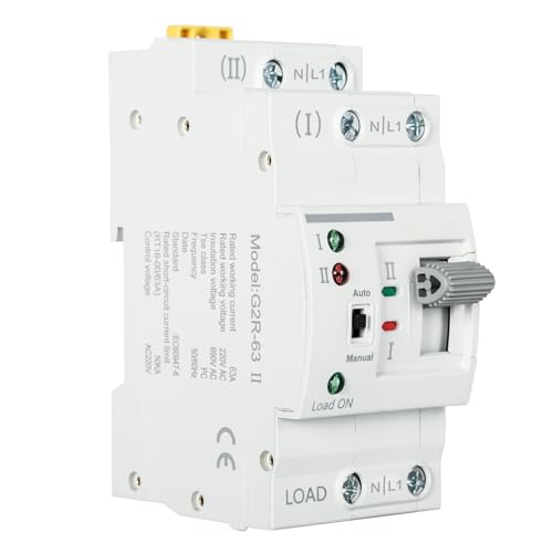 DEWIN Transferschalter, Automatischer Transferschalter G2R DIN-Schiene ATS Dual Power Automatischer Transferschalter Elektrische Wahlschalter 2P 63A 220V