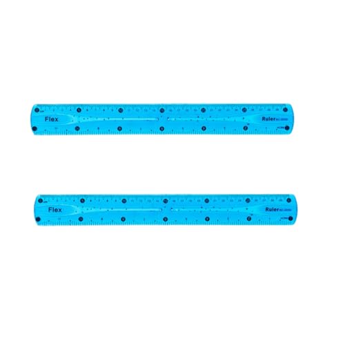 Biegbares Lineal, 30 cm, PVC, flexibles Lineal mit abgerundeten Ecken, transparentes und flexibles Messwerkzeug für Näh-, Handwerks- und DIY-Projekte (zufällige Farben) (2 Stück)