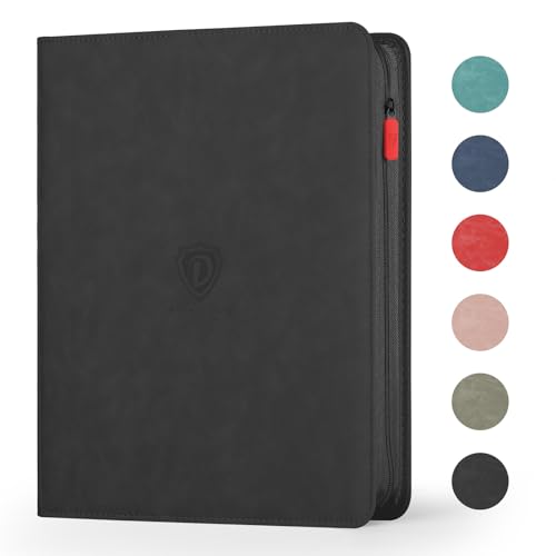 Deoyibu Card Binder mit 9 Taschen, Trading Card Binder für 360 Sammelkarten, Doppelseitiger Sammekalten Album mit Reißverschluss, Kartenordner für MTG, TCG, Spielkarten, Sportkarten, Schwarz