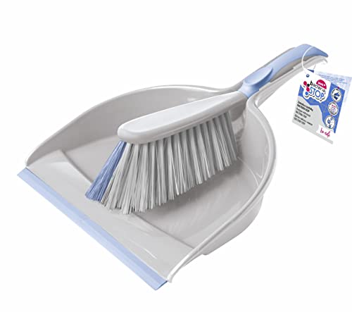 York Handfeger Und Schaufel Besen Und Kehrschaufel Set Kehrblech Kehrset Kehrgarnitur Grau Blau Bacteria Stop, M